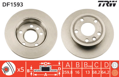 Set di (2) dischi freno TRW DF1593