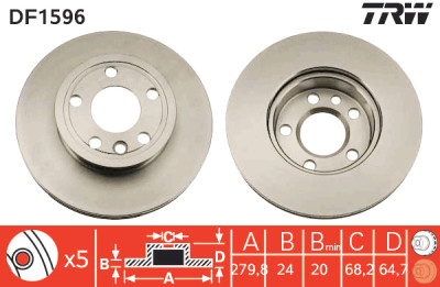 Set di (2) dischi freno TRW DF1596