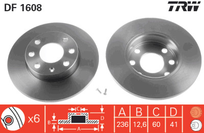 Set di (2) dischi freno TRW DF1608