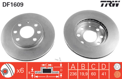 Set di (2) dischi freno TRW DF1609