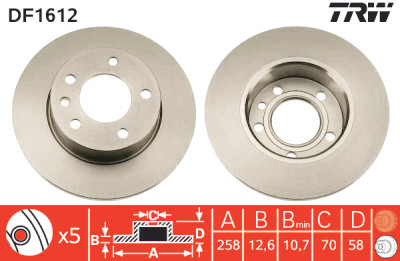 Set di (2) dischi freno TRW DF1612
