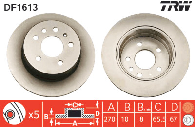 Set di (2) dischi freno TRW DF1613