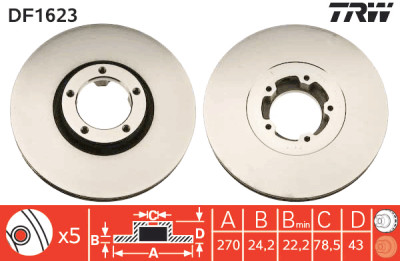 Set di (2) dischi freno TRW DF1623