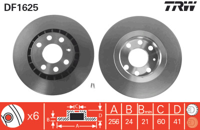 Set di (2) dischi freno TRW DF1625