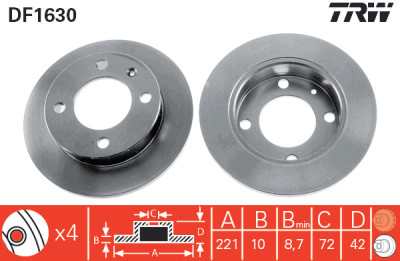 Set di (2) dischi freno TRW DF1630