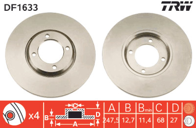 Set di (2) dischi freno TRW DF1633