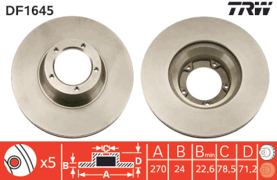 Set di (2) dischi freno TRW DF1645