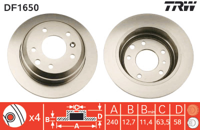 Set di (2) dischi freno TRW DF1650