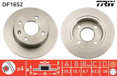 Set di (2) dischi freno TRW DF1652
