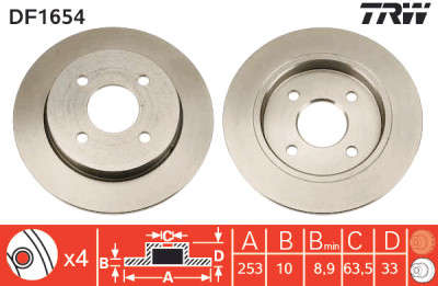 Set di (2) dischi freno TRW DF1654