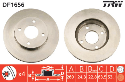 Set di (2) dischi freno TRW DF1656