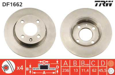 Set di (2) dischi freno TRW DF1662