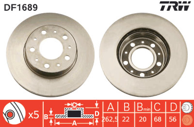 Set di (2) dischi freno TRW DF1689