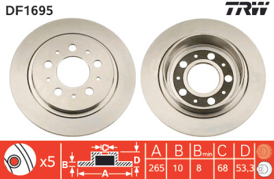 Set di (2) dischi freno TRW DF1695