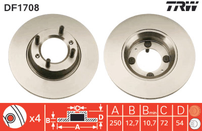 Set di (2) dischi freno TRW DF1708