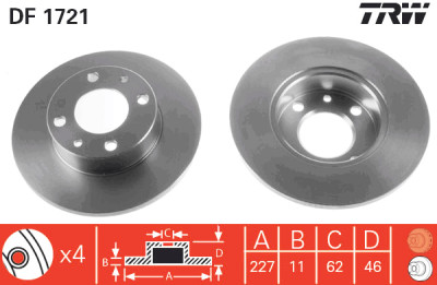 Set di (2) dischi freno TRW DF1721