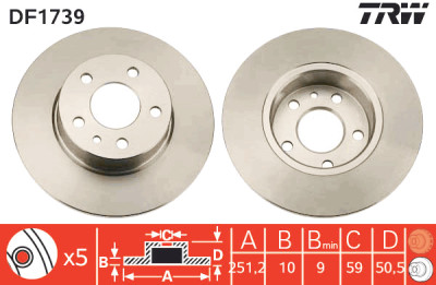 Set di (2) dischi freno TRW DF1739