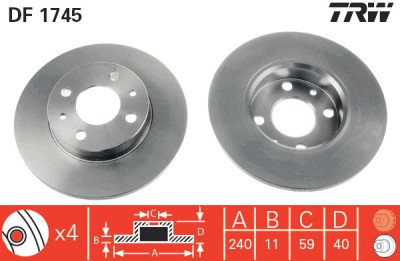 Set di (2) dischi freno TRW DF1745