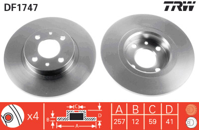 Set di (2) dischi freno TRW DF1747