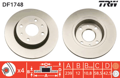 Set di (2) dischi freno TRW DF1748