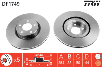 Set di (2) dischi freno TRW DF1749