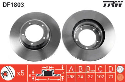 Set di (2) dischi freno TRW DF1803