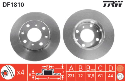 Set di (2) dischi freno TRW DF1810