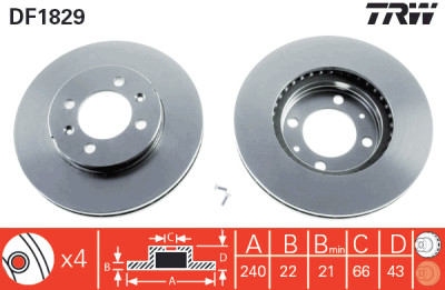 Set di (2) dischi freno TRW DF1829