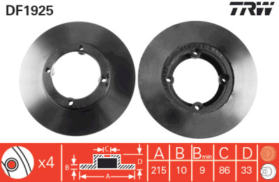 Set di (2) dischi freno TRW DF1925