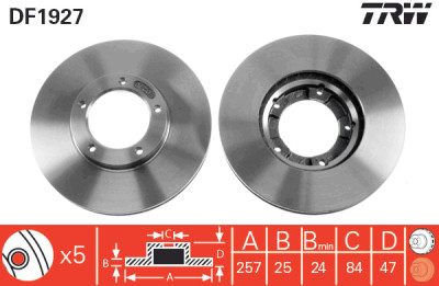 Set di (2) dischi freno TRW DF1927