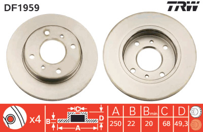 Set di (2) dischi freno TRW DF1959