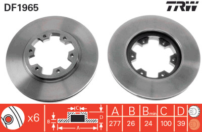 Set di (2) dischi freno TRW DF1965