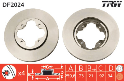 Set di (2) dischi freno TRW DF2024