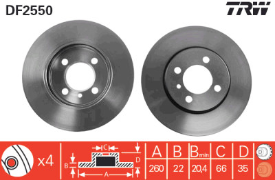 Set di (2) dischi freno TRW DF2550