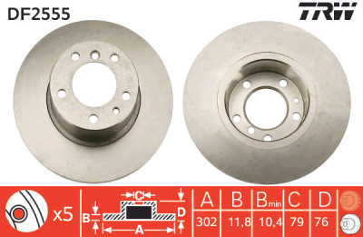 Set di (2) dischi freno TRW DF2555