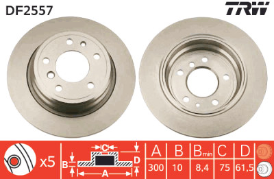 Set di (2) dischi freno TRW DF2557