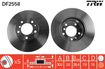 Set di (2) dischi freno TRW DF2558