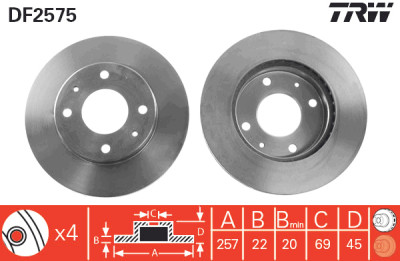 Set di (2) dischi freno TRW DF2575
