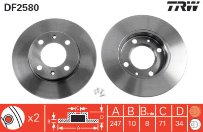 Set di (2) dischi freno TRW DF2580