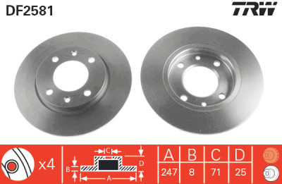 Set di (2) dischi freno TRW DF2581