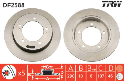 Set di (2) dischi freno TRW DF2588