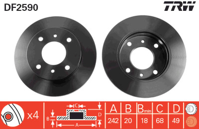 Set di (2) dischi freno TRW DF2590