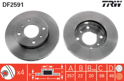Set di (2) dischi freno TRW DF2591