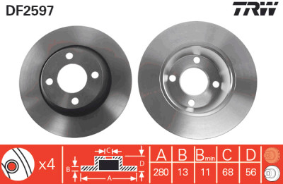 Set di (2) dischi freno TRW DF2597