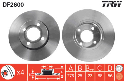 Set di (2) dischi freno TRW DF2600