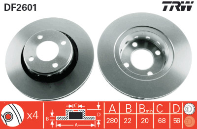 Set di (2) dischi freno TRW DF2601