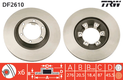 Set di (2) dischi freno TRW DF2610
