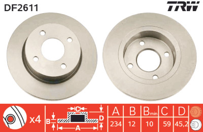 Set di (2) dischi freno TRW DF2611