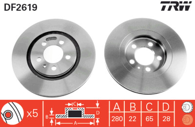 Set di (2) dischi freno TRW DF2619