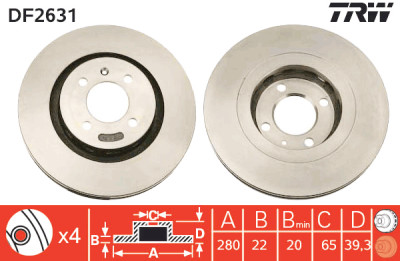 Set di (2) dischi freno TRW DF2631
